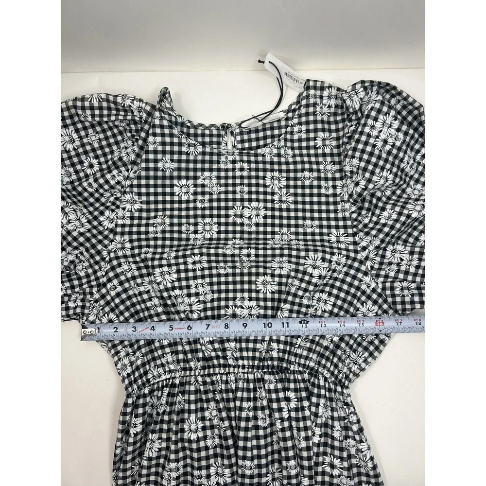Self Contrast Black And White Floral Checkered Mini Dress Women's Size L NWT - Picture 7 of 9